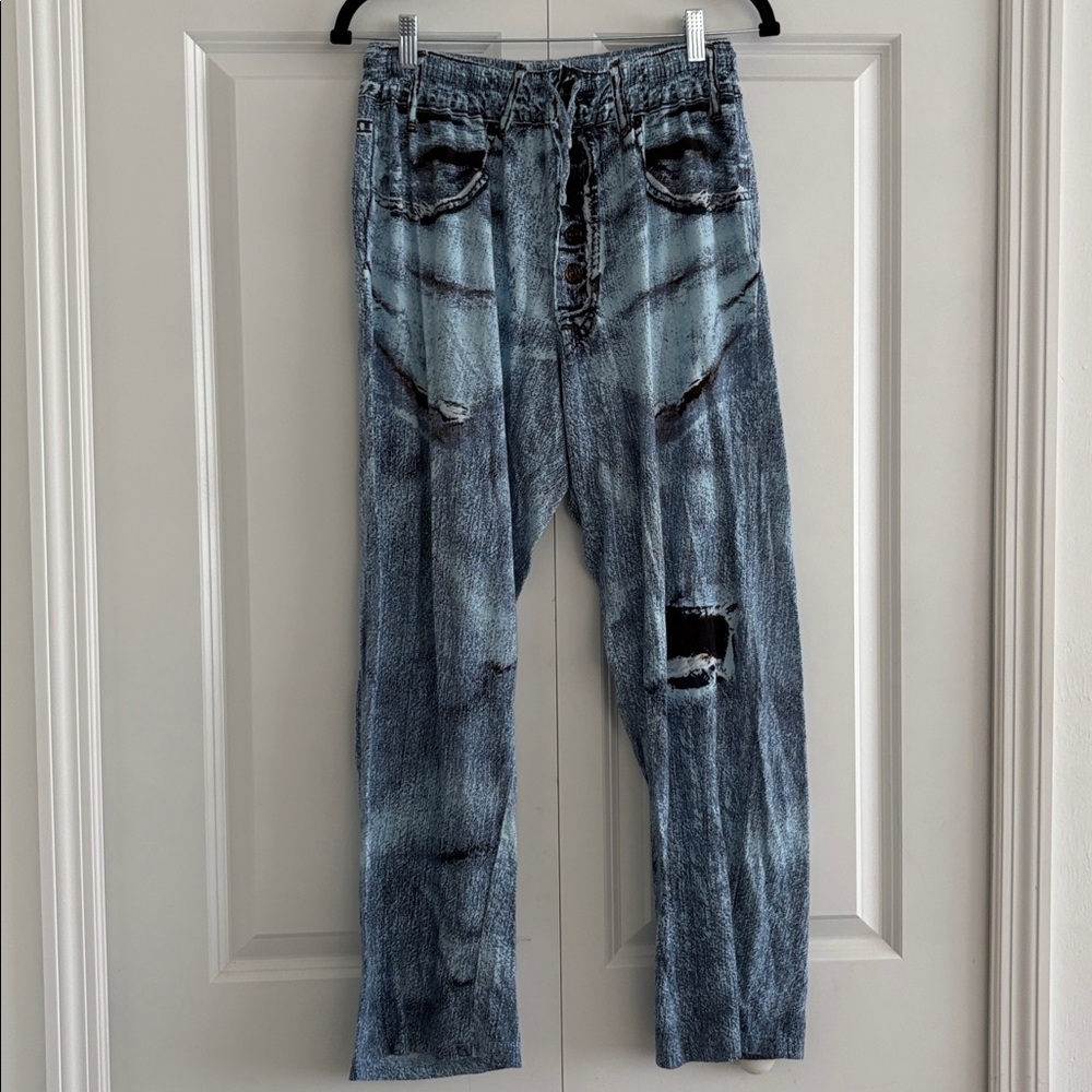 Under Disguise Light Blue Faux Denim Pajama Pants Size M